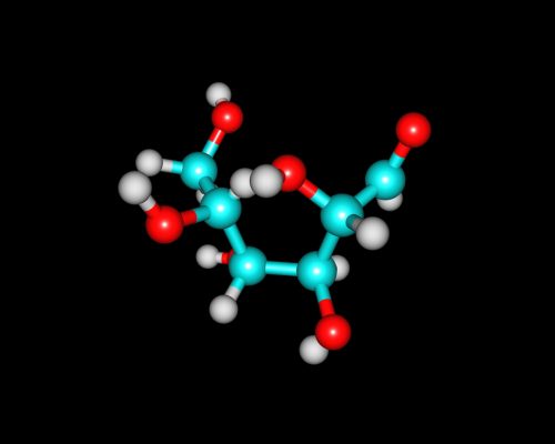 Mannose molecular structure isolated on black Mannan